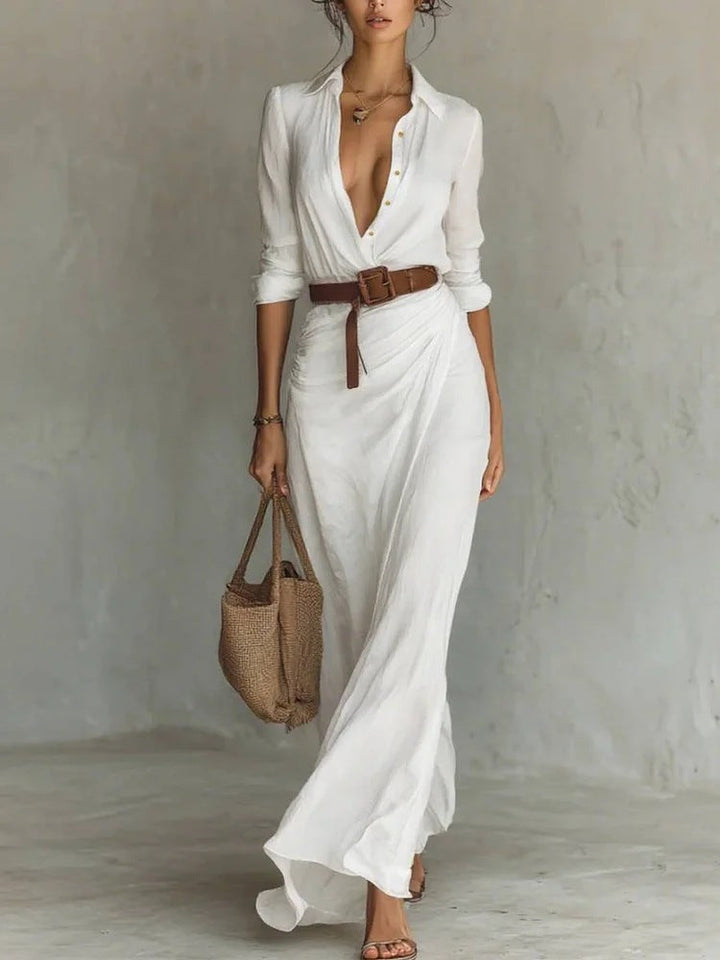 Lapel-Wrap Maxi Dress