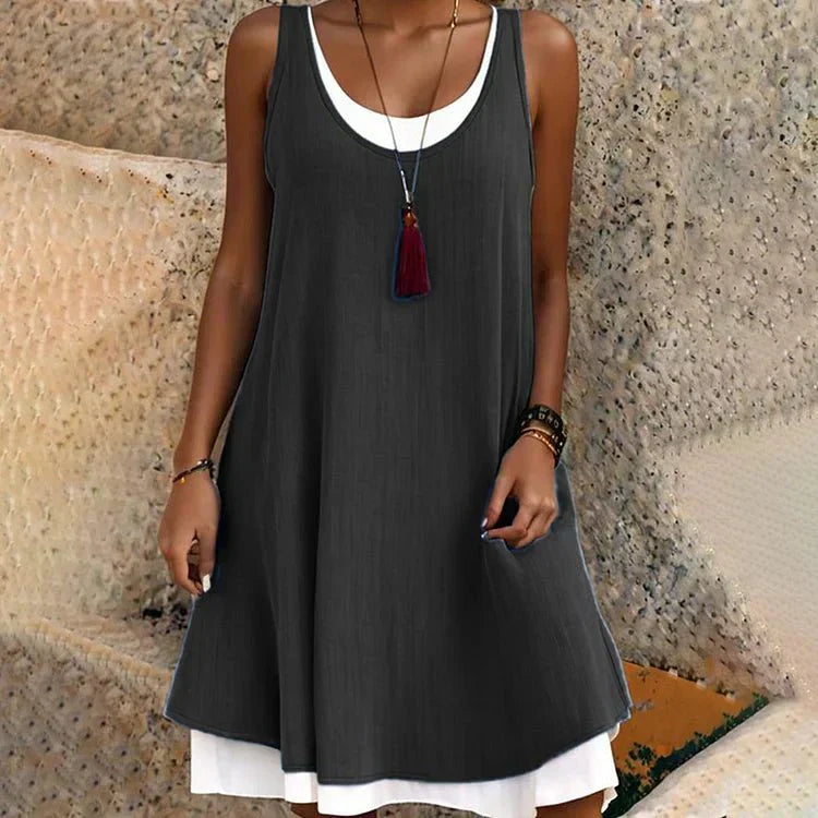 Sunlit Sleeveless Midi Dress.