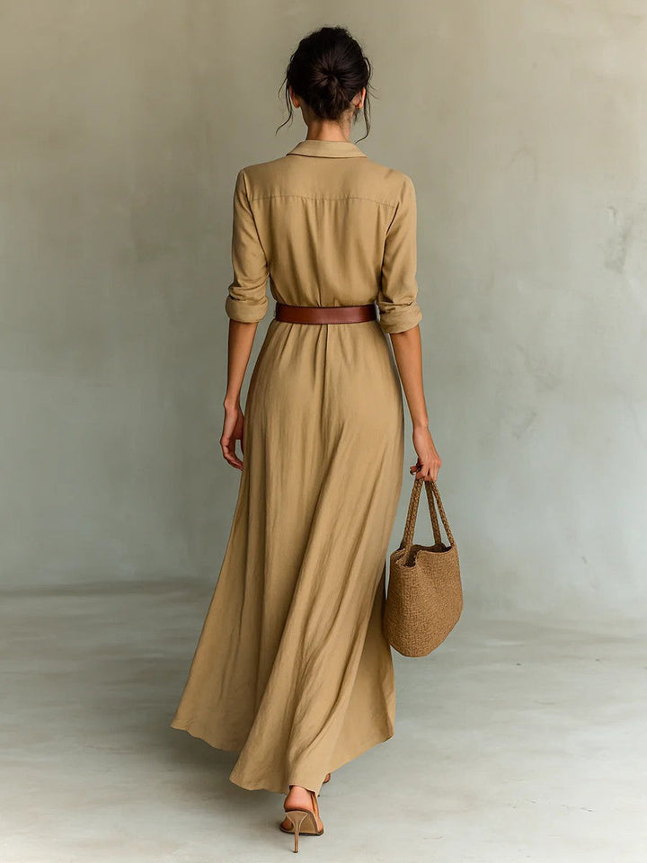 Lapel-Wrap Maxi Dress