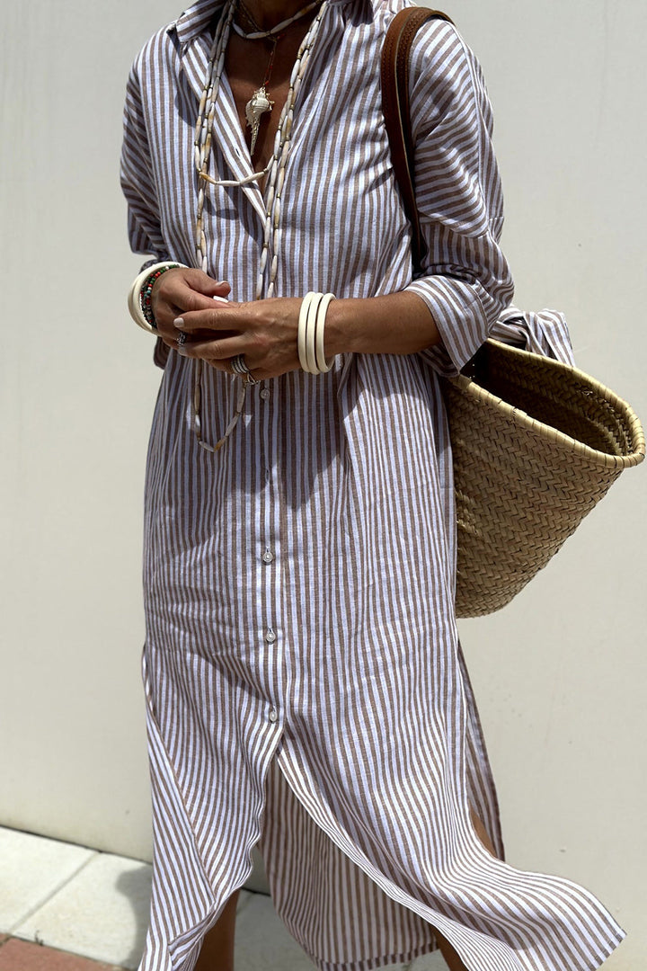 Timeless Striped Shirt Dress With Elegant Comfort