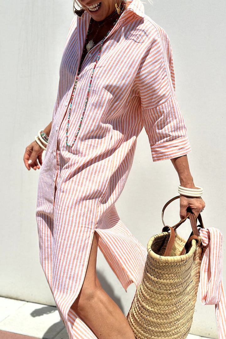 Timeless Striped Shirt Dress With Elegant Comfort